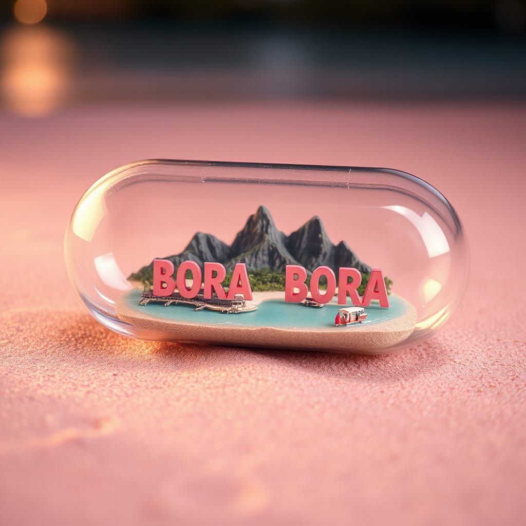 Bora Bora in a Pill: A Hyperrealistic Miniature City