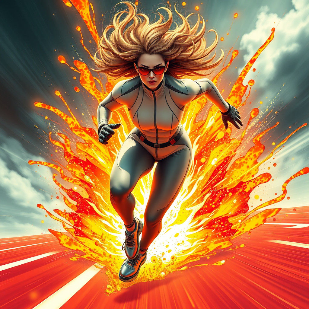 High-Octane Female Athlete in Futuristic Jumpsuit