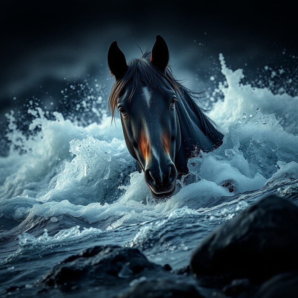 Dark Boot Leaps from Puddles in a Cinematic Scene