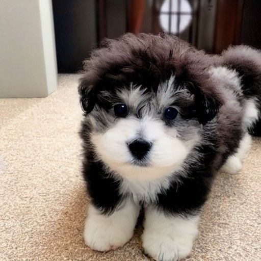 An extremely fluffy adopted puppy