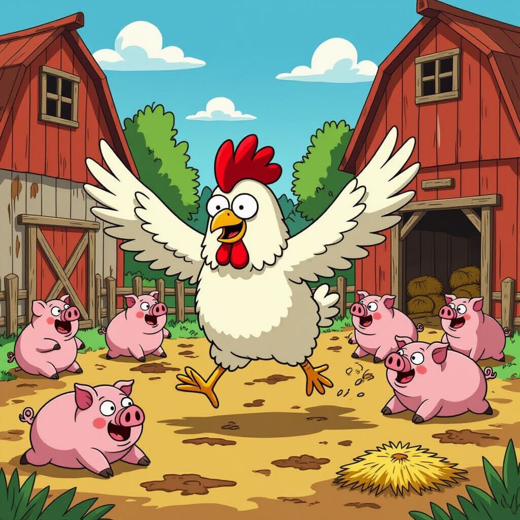 Cartoon Headless Chicken's Farmyard Frenzy