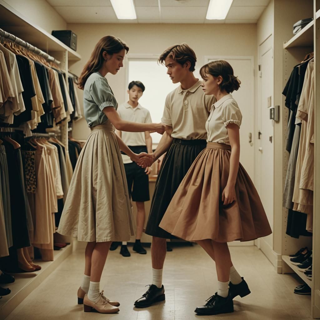 Intimate Fitting Room Scene on 35mm Film