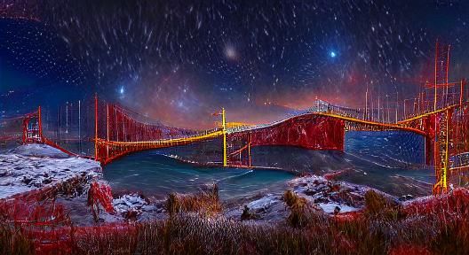 frozen golden gate bridge.