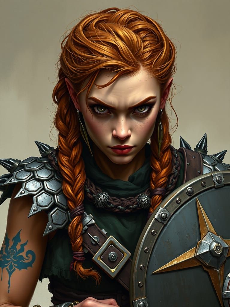 Fierce Dwarf Warrior Portrait in Detailed Painting Style