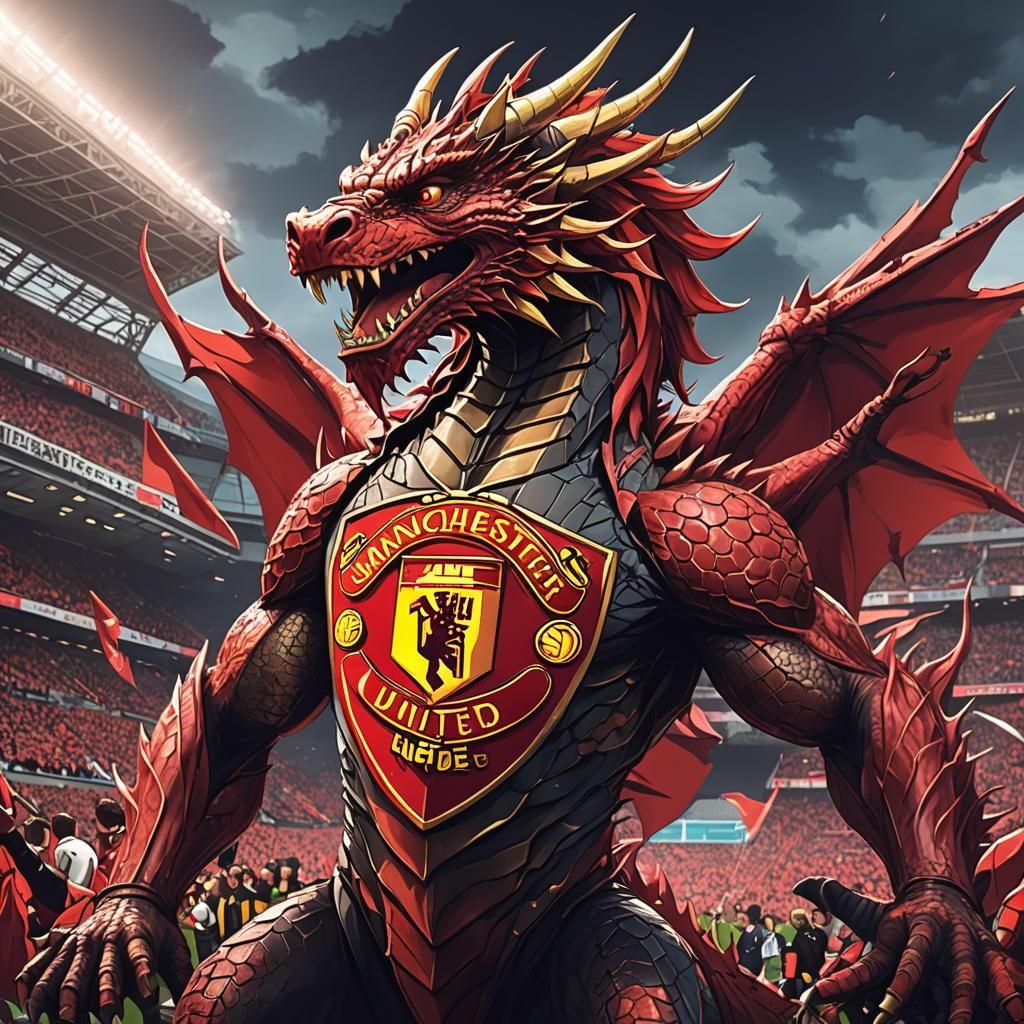 Manchester United Dragon in Anime Style