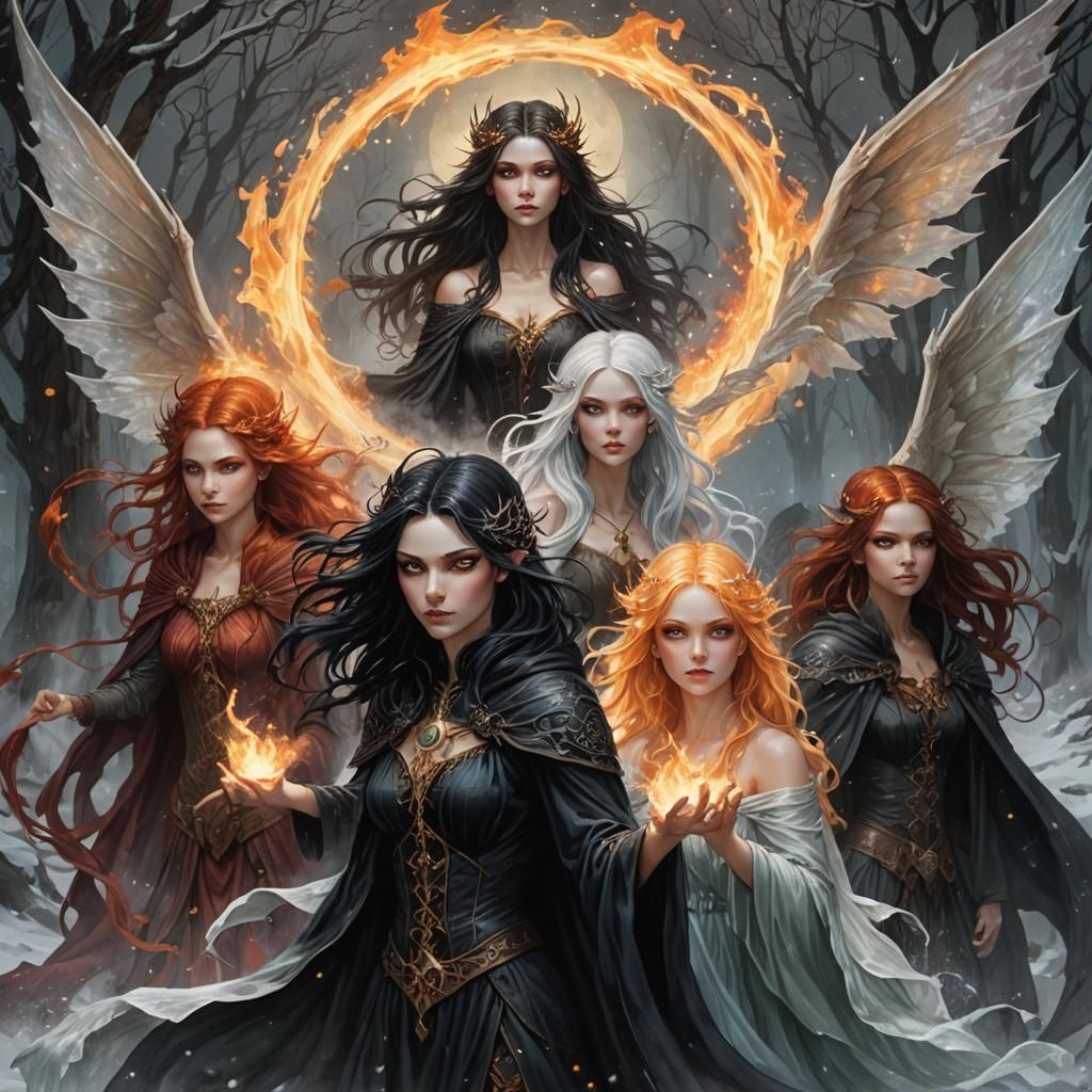 Elemental Fairies in Gothic Fantasy Style