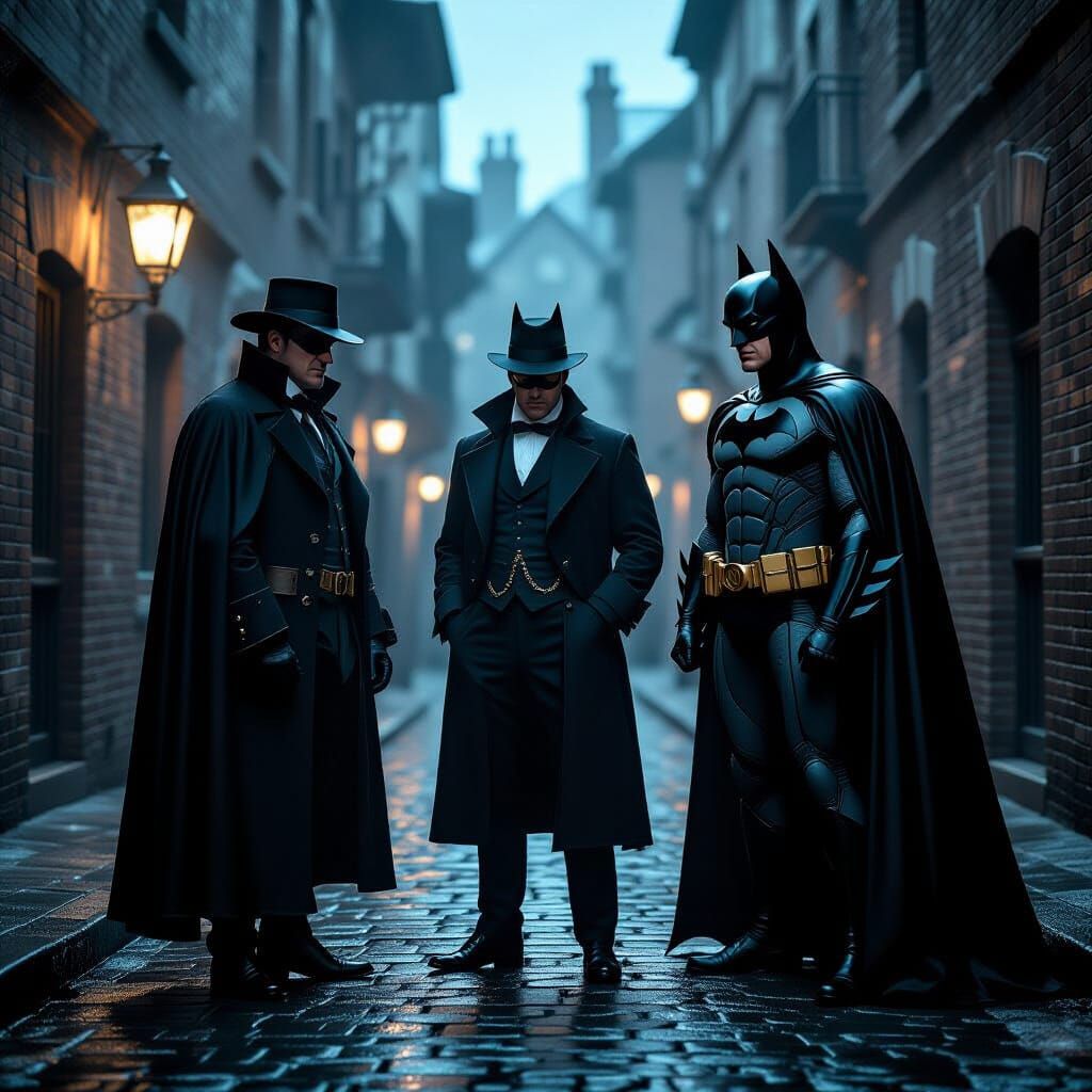 Victorian Alley Mystery: Holmes, Zorro, Batman