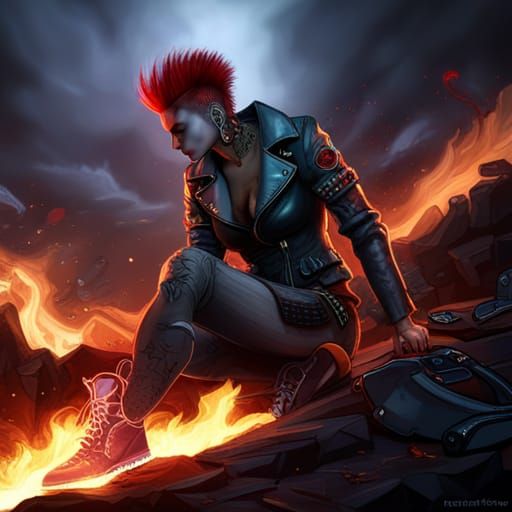 Punk Rocker with Mohawk and Leather Jacket