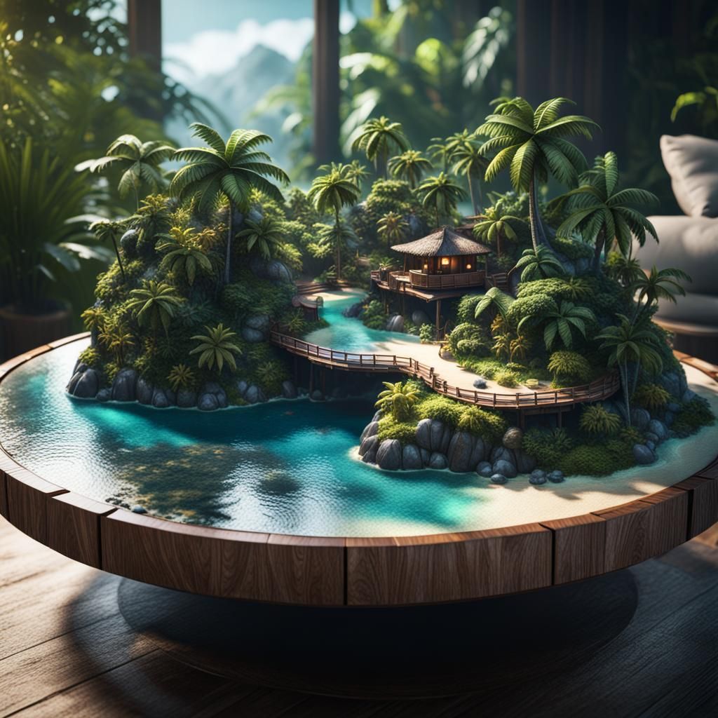 Tropical Island on Coffee Table: 3D Game Art