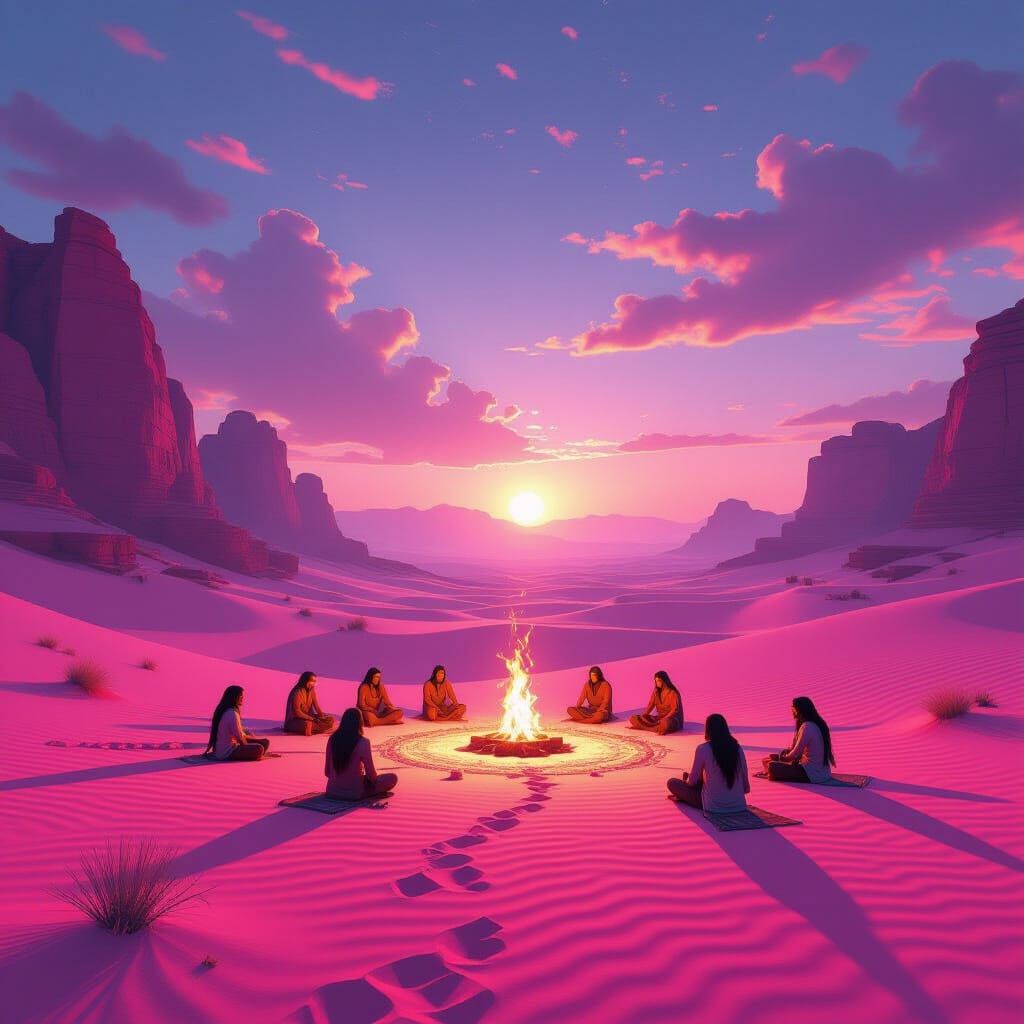 Mystical Pink Desert Ritual with Shamans