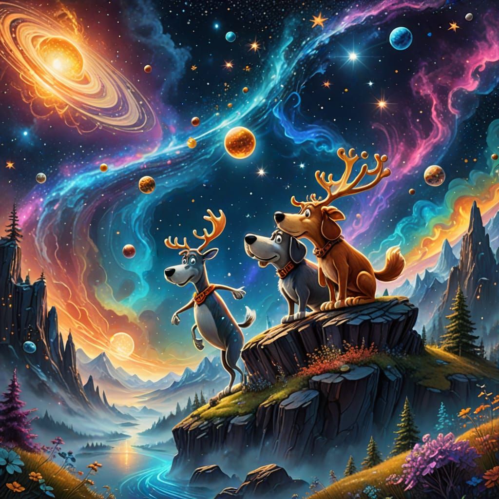 Rocky and Bullwinkle in Space: Ethereal Cosmic Fantasy