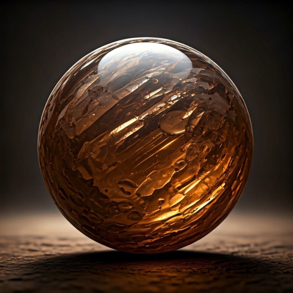Warm Amber Brown Crystal Orb in Chiaroscuro Style