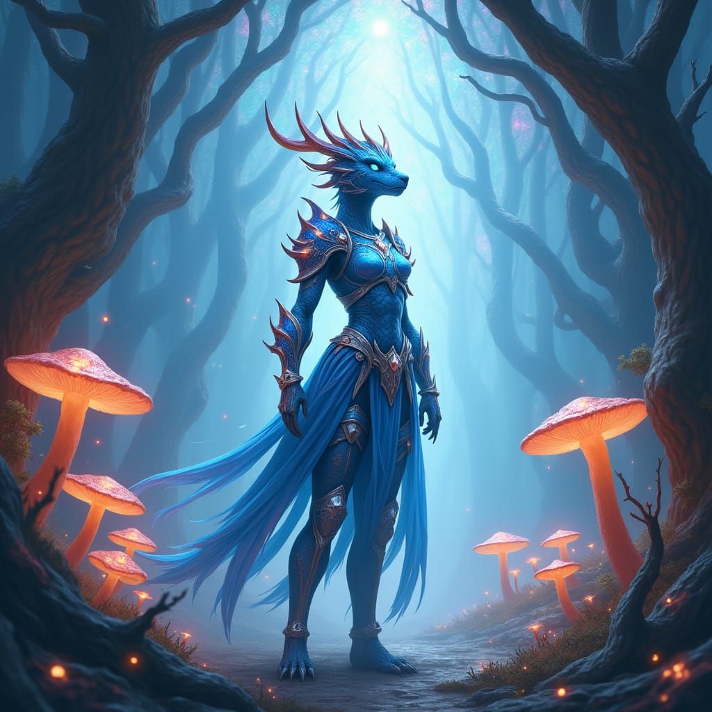 Majestic Dragonborn Paladin in Mystical Forest