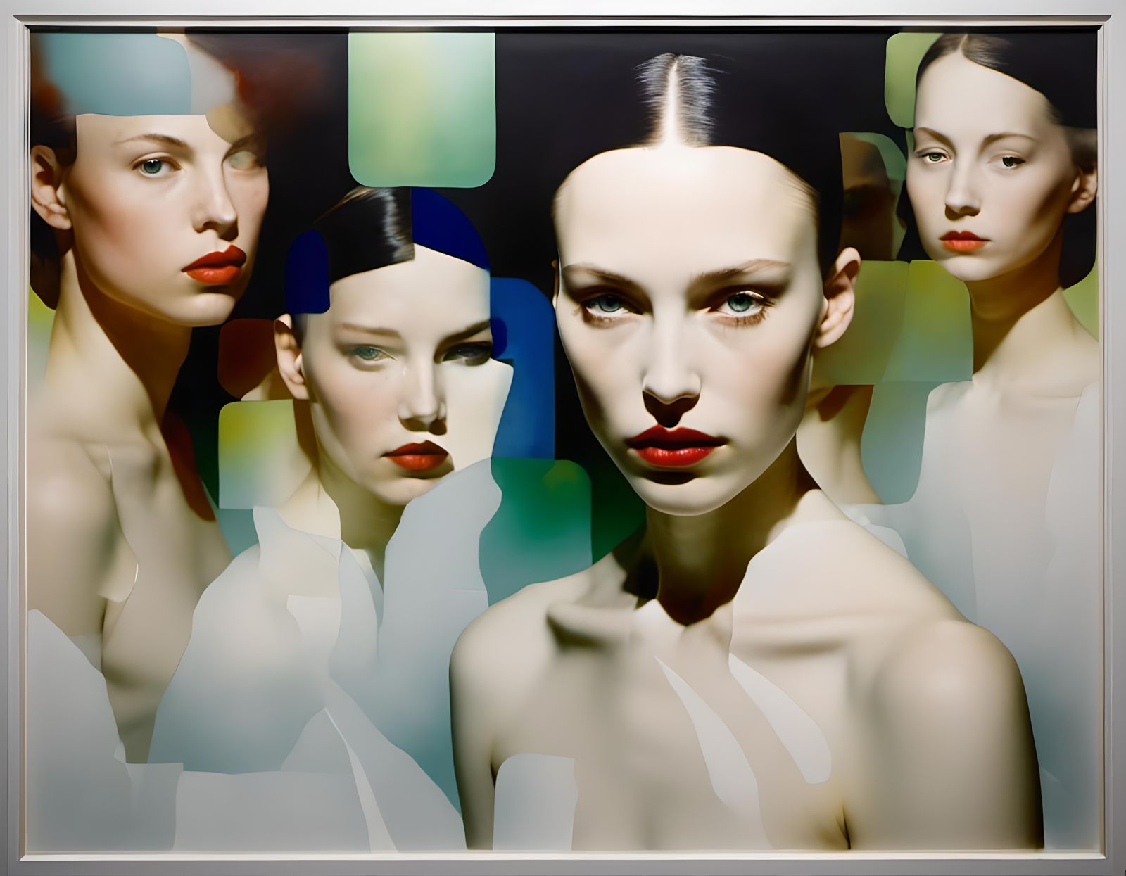 Contemporary Cubism Faces in Watercolor Style