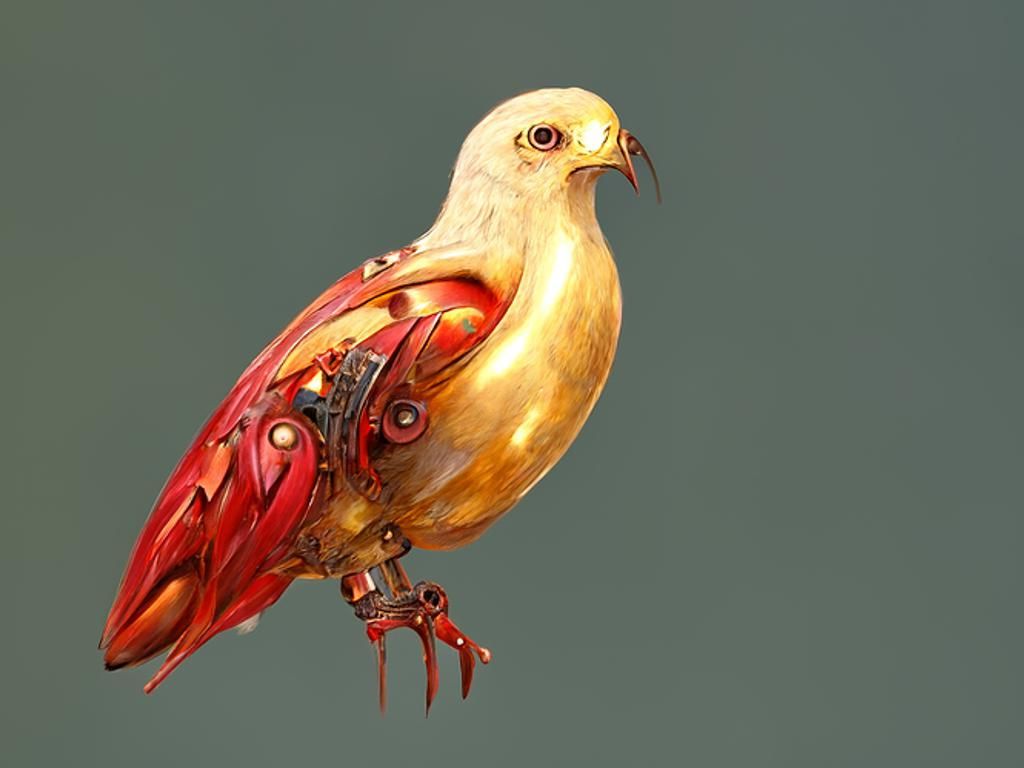Golden Clockwork Bird Steampunk Automaton
