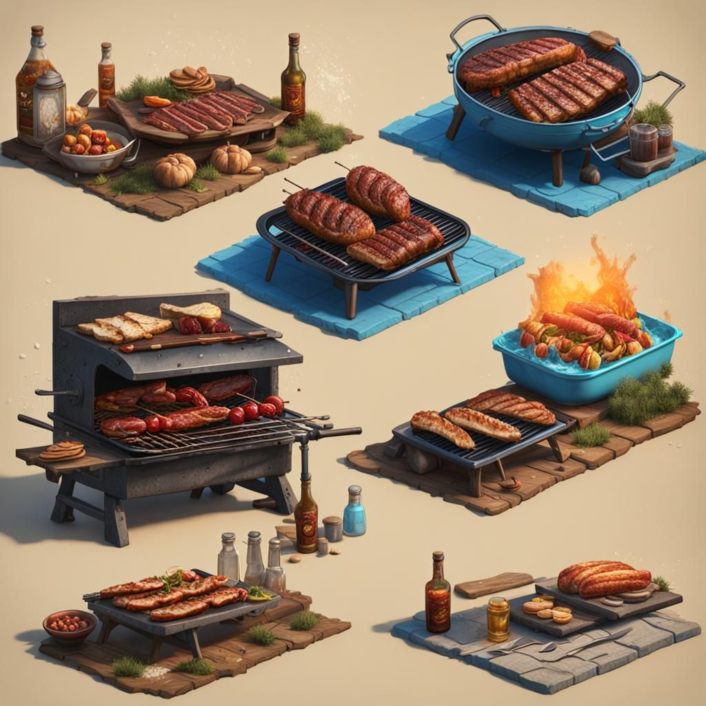 Detailed BBQ Matte Painting in Deep Color
