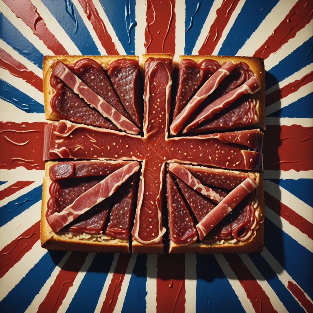 Union Jack Flag Made of Spam in Pop Art Style