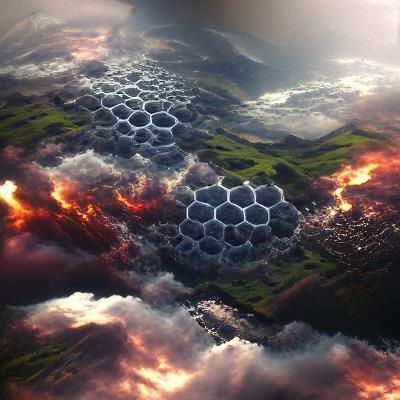 Detailed Matte Painting of Hexagonal Design