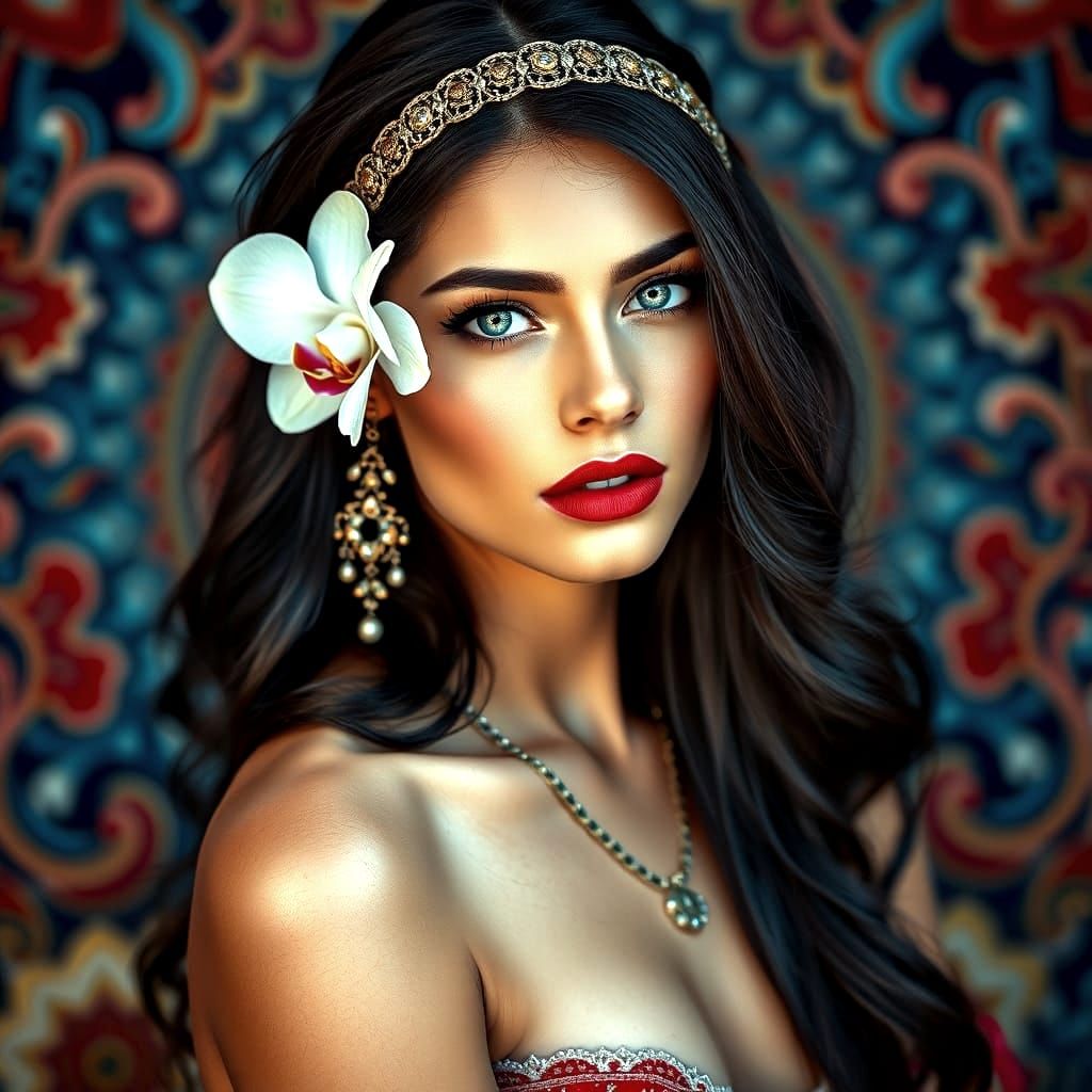 Elegant Portrait of a Woman in a Whimsical Floral Crown