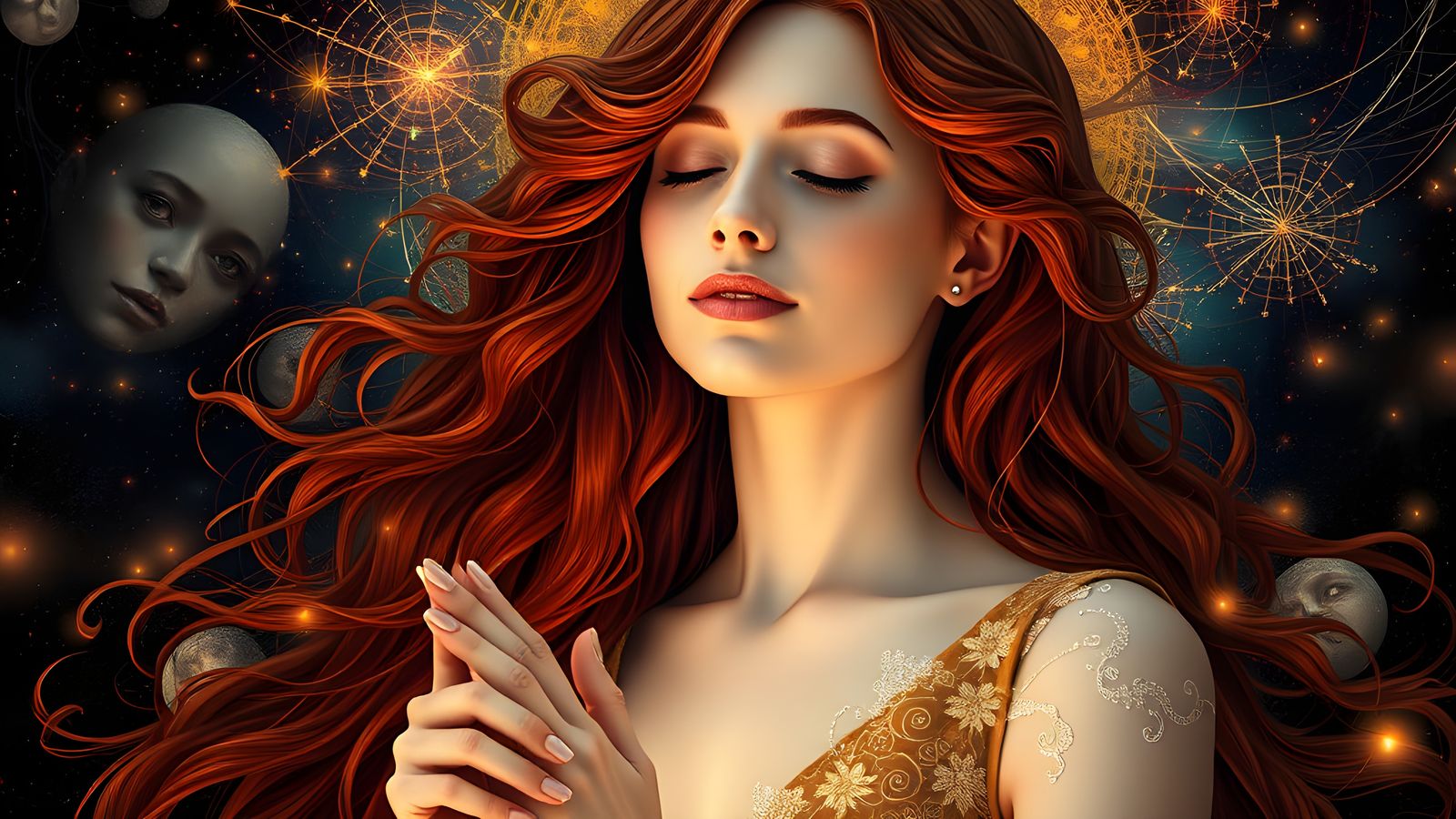 Surrealist Lady Engages with the Spiritual World