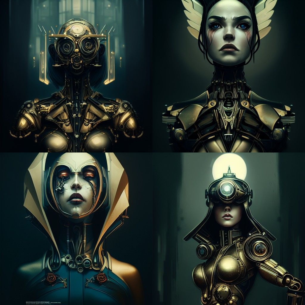 Valkyrie Portrait with Roses and Lightning in Dieselpunk Sty...