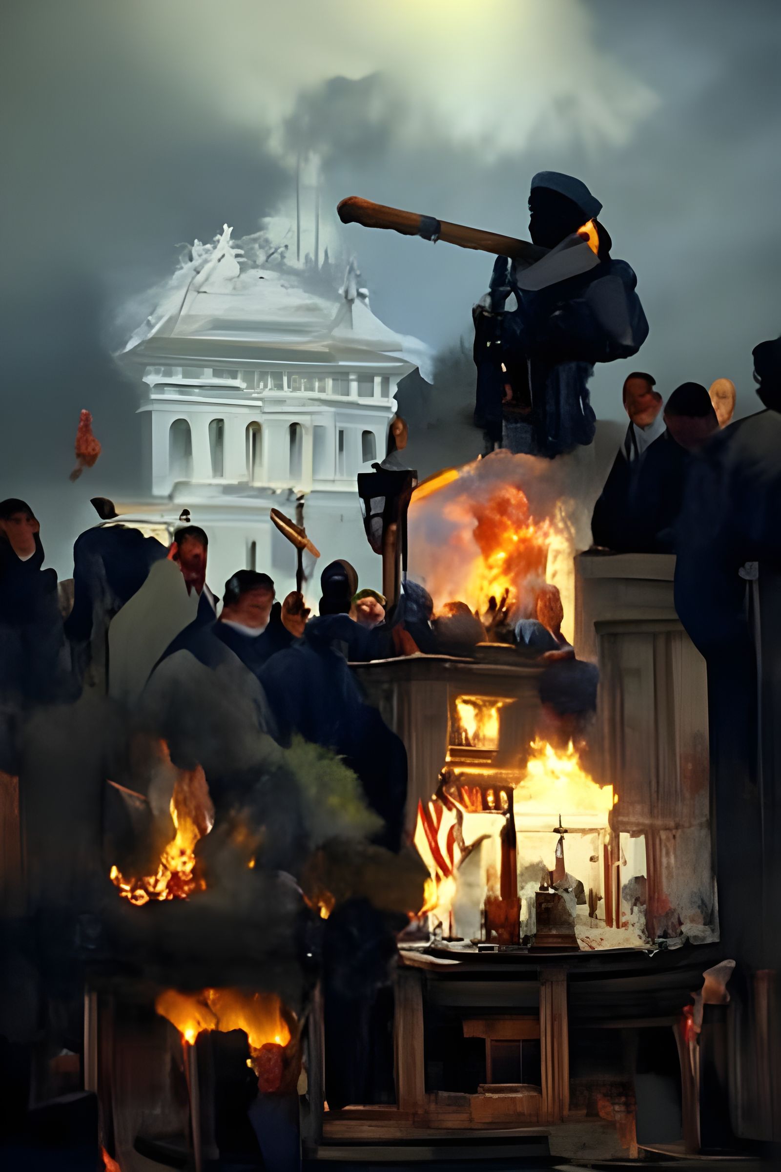 January 6 Insurrection: US Capitol Riot in Neon