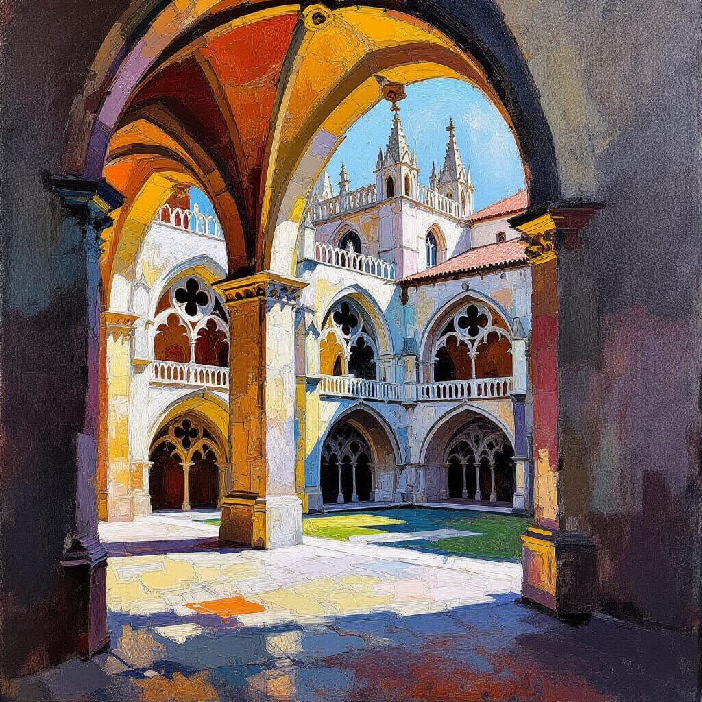 Abstract Expressionist Jerónimos Monastery in Bold Colors
