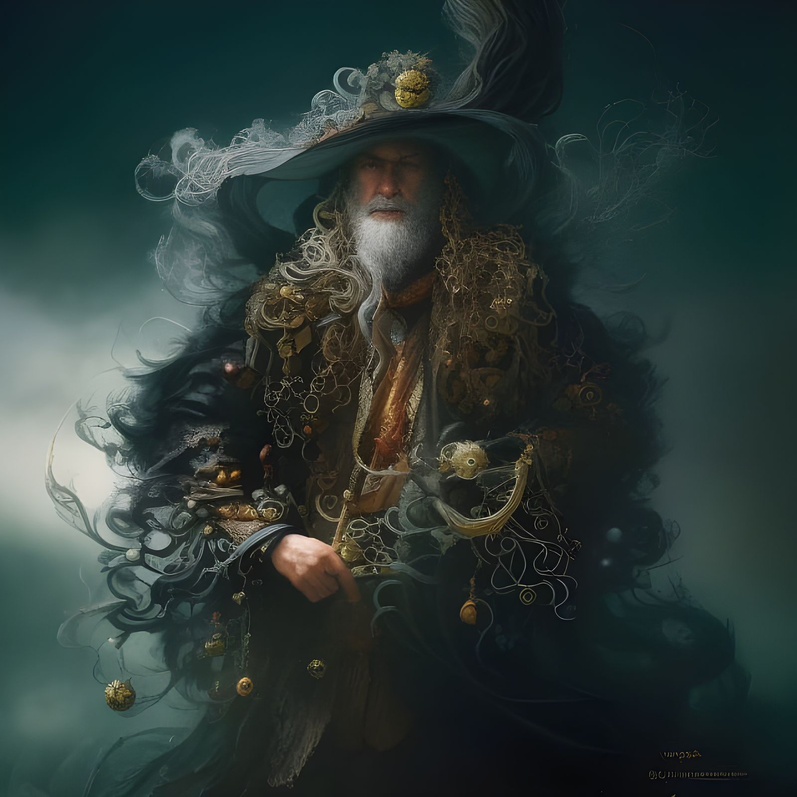 Glaucous Wizard with Spirals Digital Ink Artwork