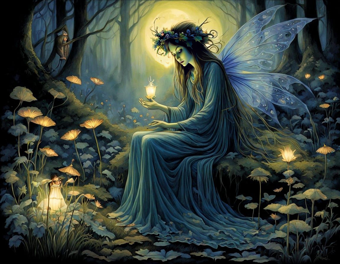 Bioluminescent Fairy Garden: Expressionist Fantasy Art