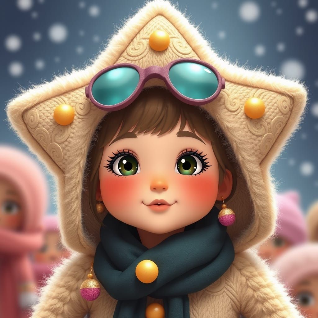 Whimsical Star with Rosy Cheeks and Accessories