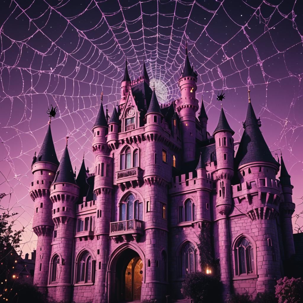 Sparkly Kitsch Fantasy Castle in 80s Dark Fantasy Style