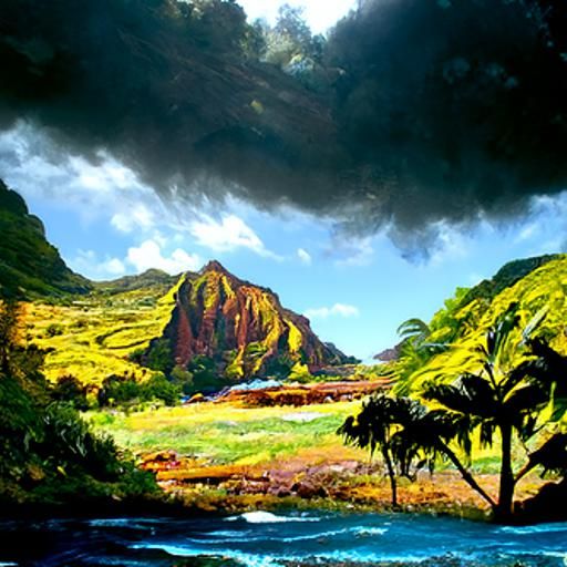 Hawaii Landscape in Oil Painting Style