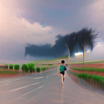 Person Runs from Approaching Tornado
