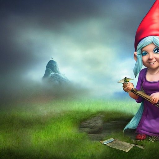 High Resolution Female Gnome with Magic