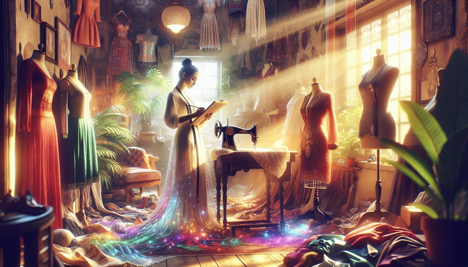 Middle-Eastern Tailor Designs Dress in Cozy Studio