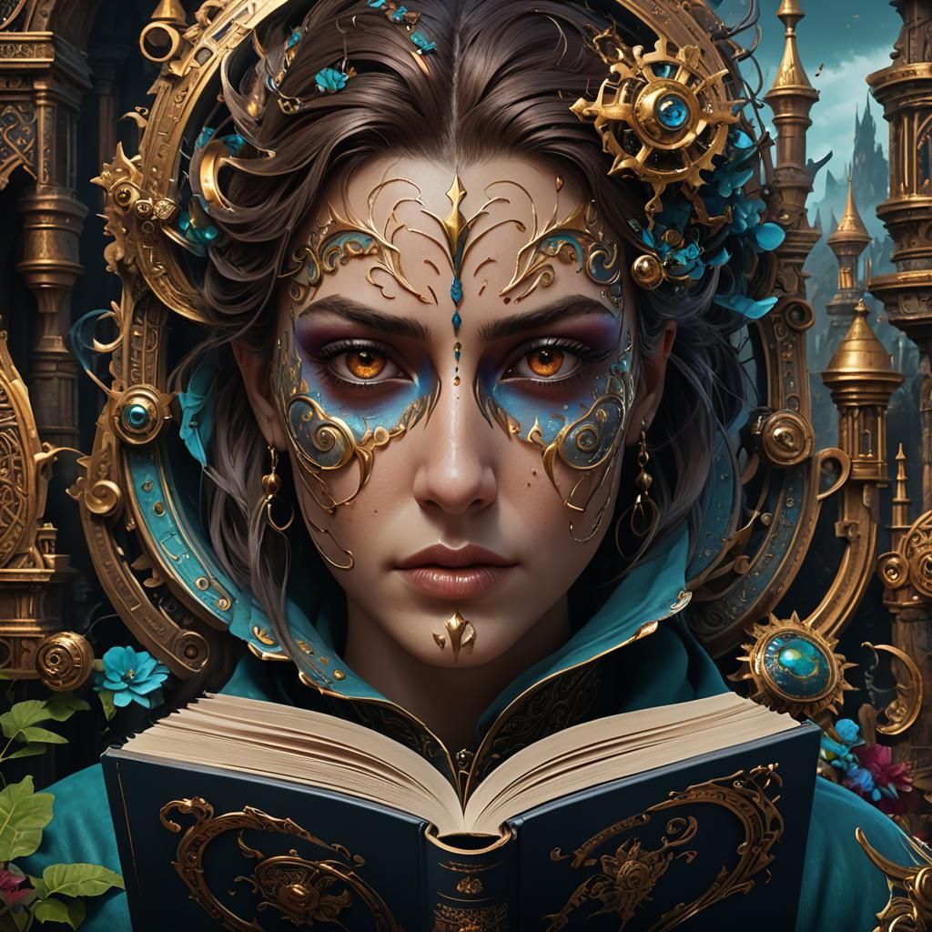 Book Cover Face: Detailed Fantasy Concept Art