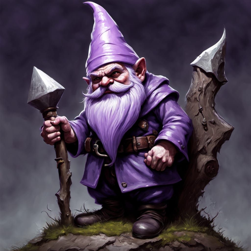 Mysterious Lilac Gnome in a Dark, Moody Style