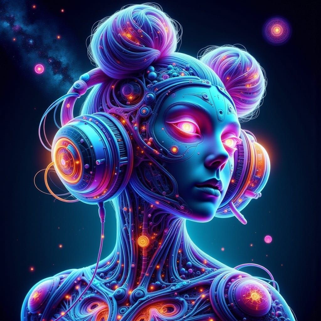 Ethereal Alien Girl in Cosmic Landscape: Cinematic Film Stil...