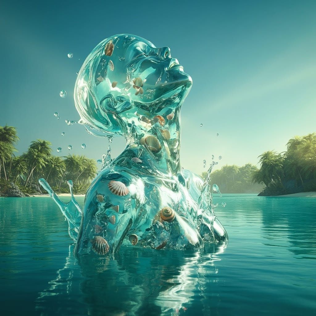 Majestic Crystal Form Emerges from Tropical Lagoon in Vibran...