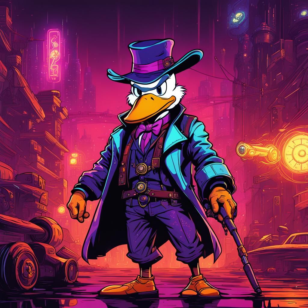 Darkwing Duck in Steampunk Cyberpunk Style