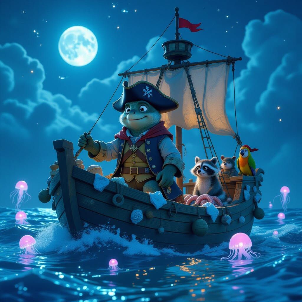 Ocean Plastic Animal Crew Sails Debris Ship