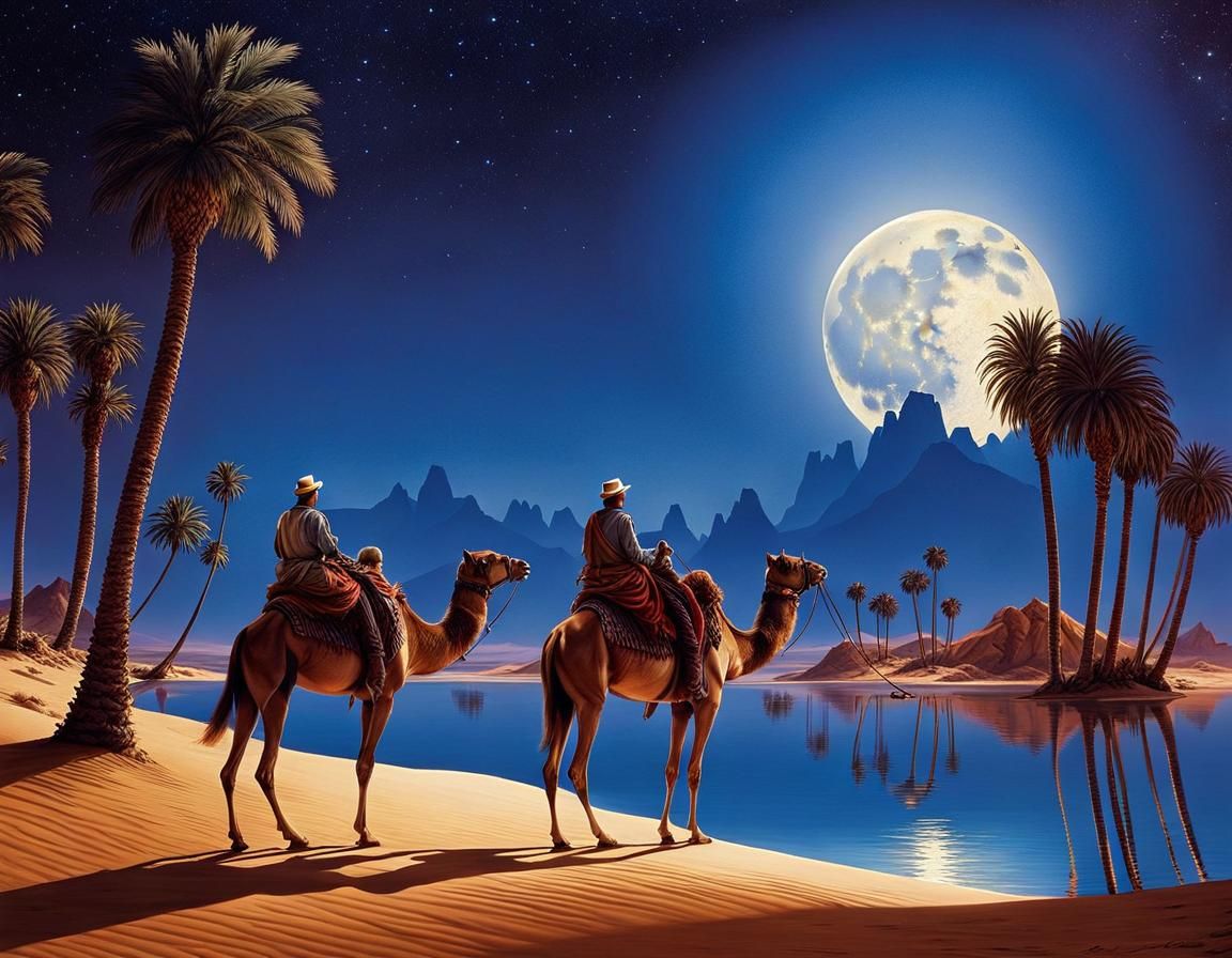The Oasis by Moonlight