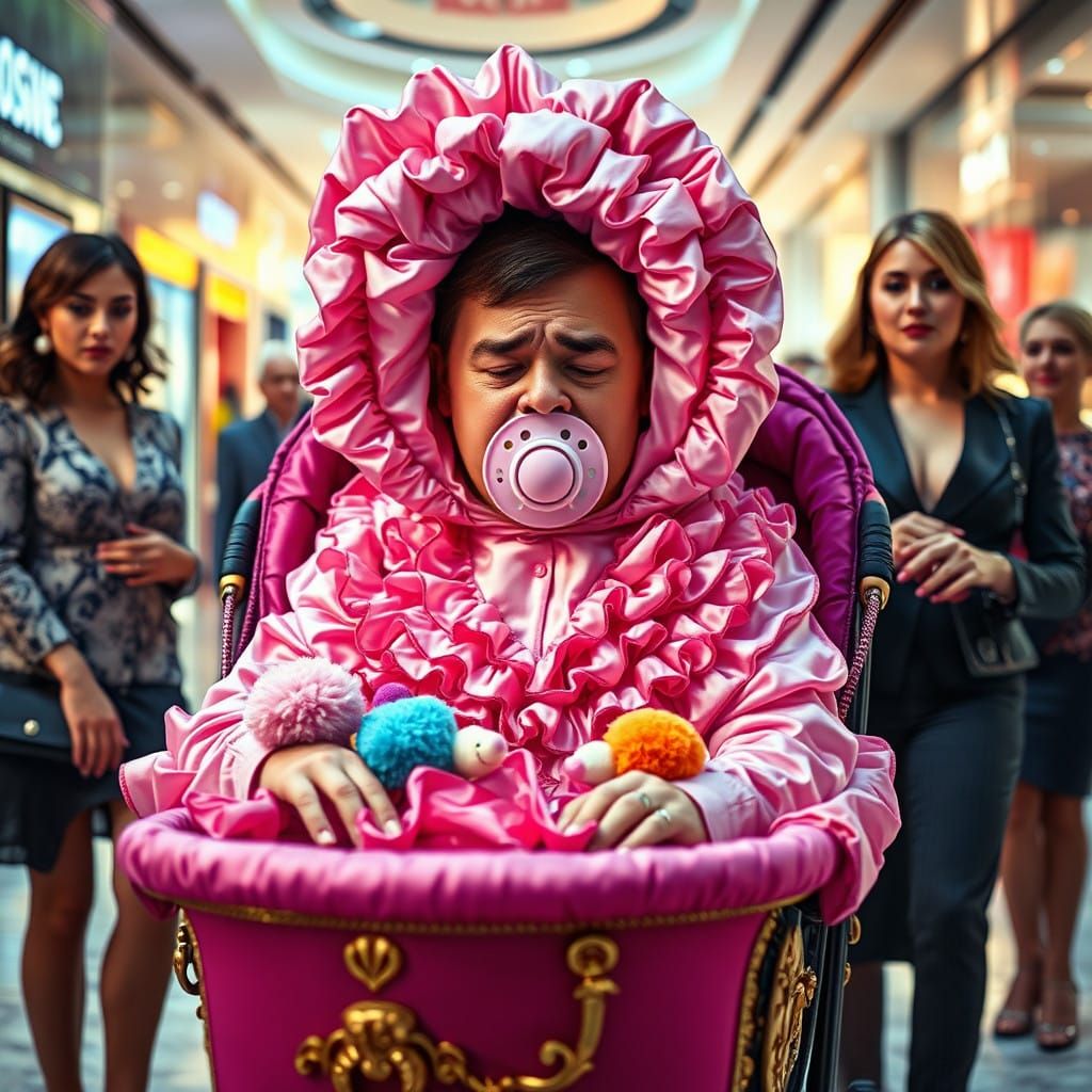 Man's Humiliating Moment in a Gaudy Stroller