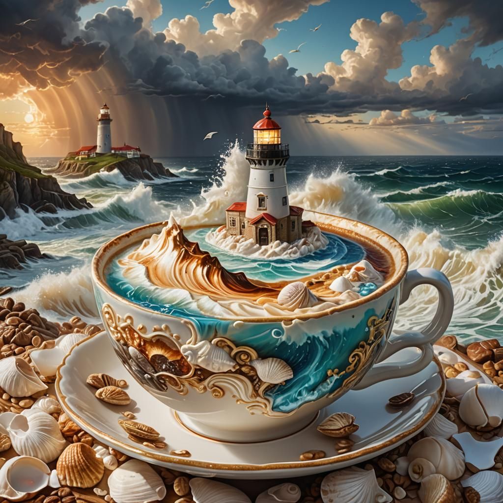 Ocean waves in a cup of cappuccino