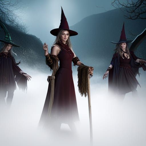 Fantastical Witches in Detailed Matte Painting