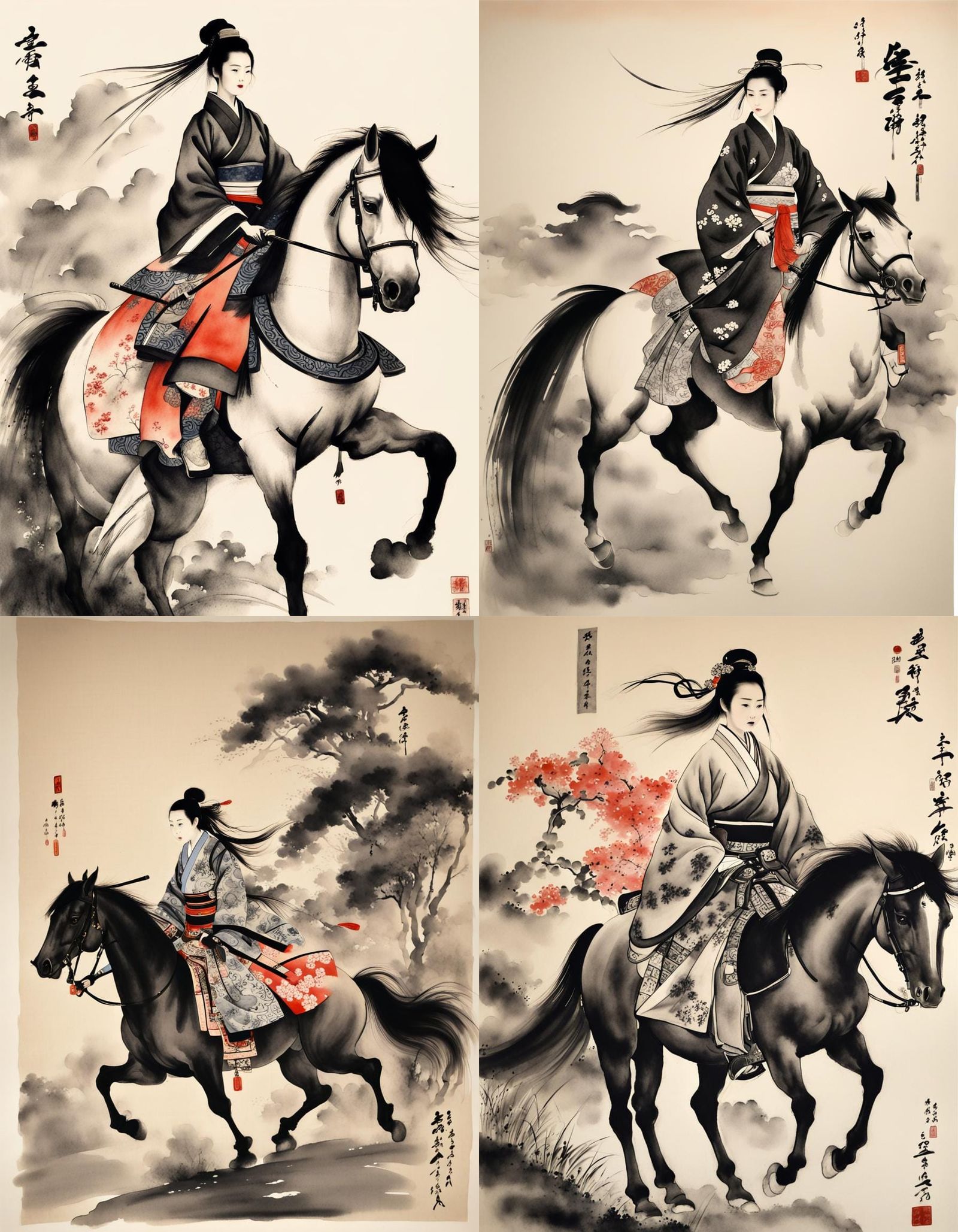 Female general riding a horse