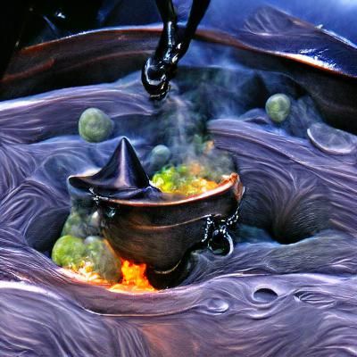 Witch Brews Potion in Dark Fantasy Style