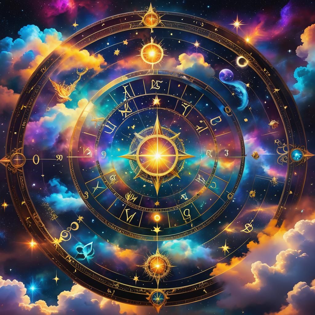 Holographic Astral Art: Cosmic Zodiac Star Chart
