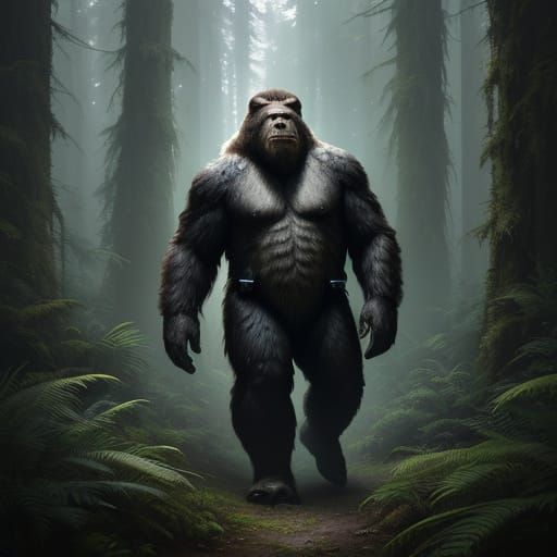 Bigfoot Skunkape Hybrid in Hyper-Realistic Forest