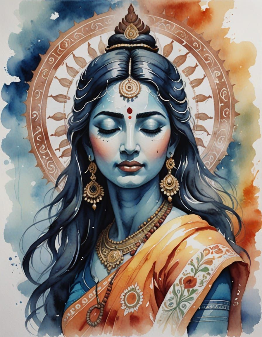 Lady in Devout Prayer, Inspired by Hindu Mythology